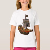 T-shirt Navire Pirate avec Drapeau à Crâne (Devant)
