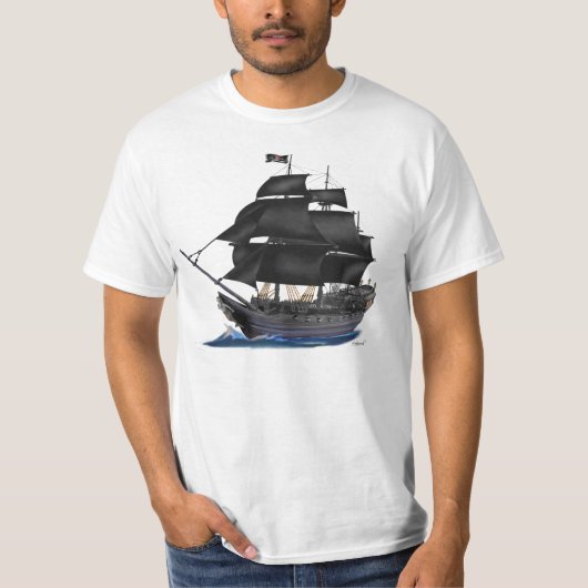 T-SHIRT NAVIRE PIRATE NOIR (Devant)