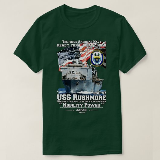 T-shirt Navire USS Rushmore LSD47 (Design devant)