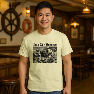 T-shirt Navires Naviguant Dans L'Inconnu Avec Des Monstres