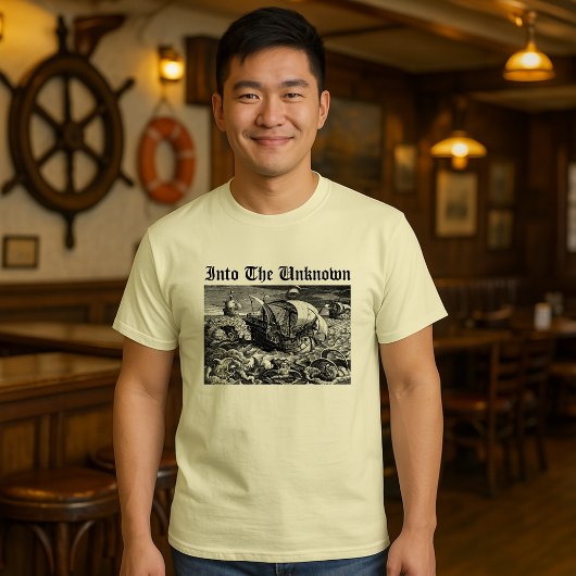 T-shirt Navires Naviguant Dans L'Inconnu Avec Des Monstres