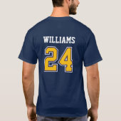 T-shirt Navy and Gold School Spirit Custom Baseball Team  (Dos)