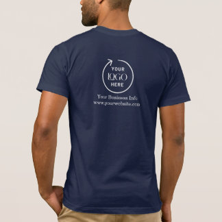T-Shirt Navy Bleu à Col Rond – Logo Marque au Dos