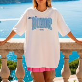 T-shirt Navy + Blue Faux Glitter Varsity MATRON OF HONOR