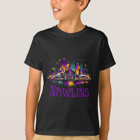T-shirt Nawlins New Orleans Cityscape Mardi-gras Souvenir  (Devant)