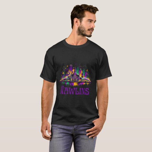 T-shirt Nawlins New Orleans Cityscape Mardi-gras Souvenir (Devant entier)