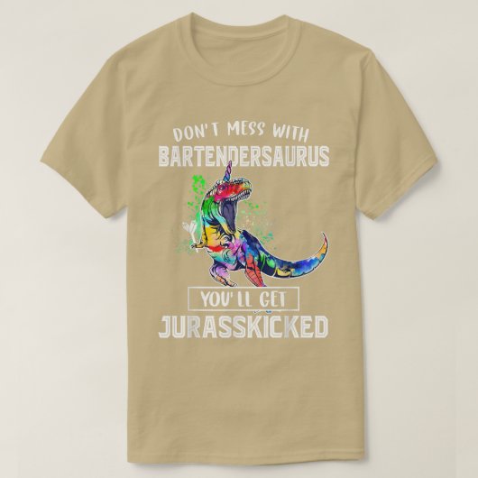 T-shirt N'ayez pas de mal avec Bartendersaurus Bartender P (Design devant)