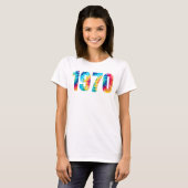 T-shirt Né 1970 Anniversaire Fête Rétro multicolore (Devant entier)