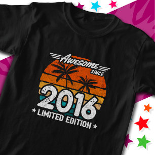 T-shirt Né 2016 Limited Edition Retro Awesome depuis 2016