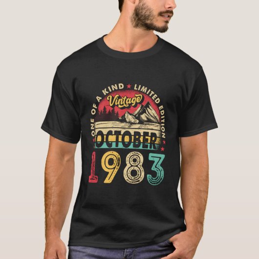 T-shirt Né 40E Anniversaire 40 Octobre 1983 (Devant)