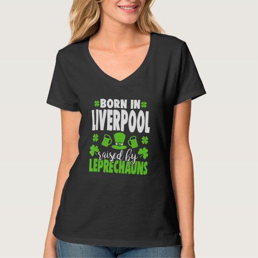 T-shirt Né à Liverpool élevé par leprechauns 1 (Devant)