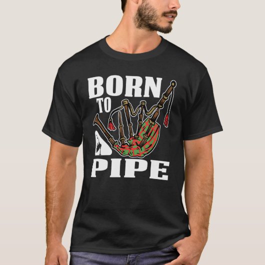 T-shirt Né À Pipe Bagpiper tenue (Devant)