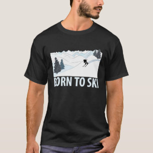T-shirt Né à Ski Sports d'hiver Vintage Poudre Skie de nei