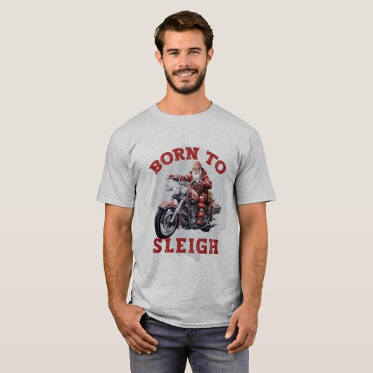 T-shirt Né à Sleigh Père Noël (Devant entier)