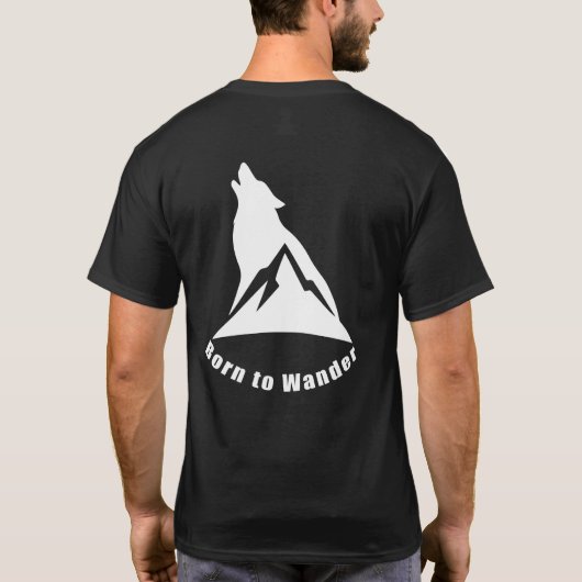 T-shirt Né à Wander Wolf & Mountain Nature Lover & Randonn (Dos)