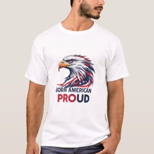 T-shirt Né Américain Drapeau USA Fier Cadeau Patriotique