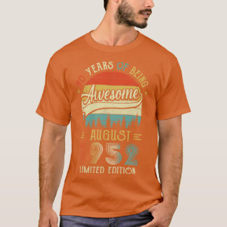 T-shirt Né Août 1952 70ème Anniversaire Fabriqué En 1952 7
