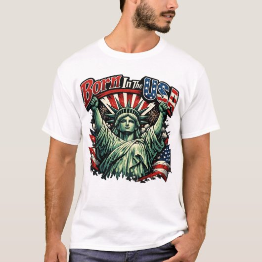T-shirt Né aux États-Unis (Devant)