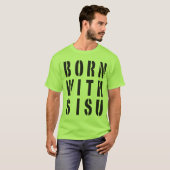 T-shirt Né avec du Sisu (Devant entier)