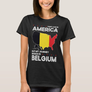 T-shirt Né Belge Belgique Américaine Etats-Unis Citoyennet