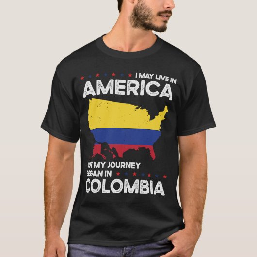 T-shirt Né Colombie Colombie Colombie Amérique États-Unis (Devant)