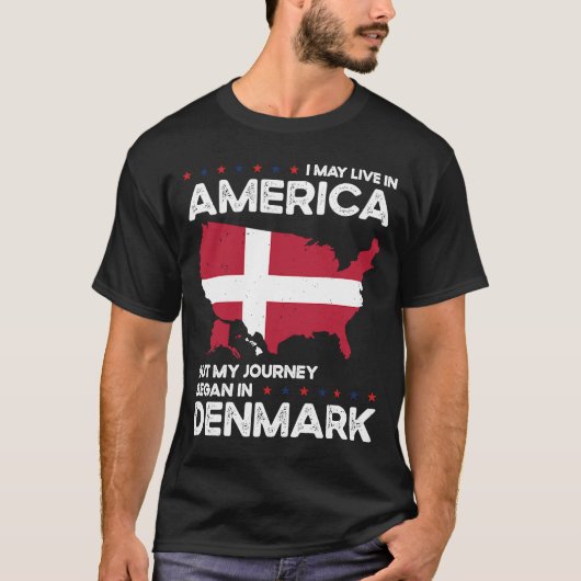 T-shirt Né Danois Danemark Américain États-Unis Citoyennet (Devant)