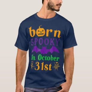 T-shirt Né Éffrayant À Halloween 31 Octobre Anniversair