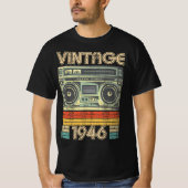T-shirt Né En 1946 Radio Retro, 1946 Cadeau D'Anniversaire (Devant)