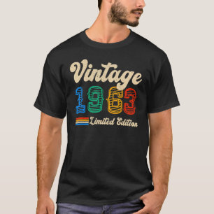 T-shirt Né En 1963 Vintage 60e Anniversaire Rétro 60 Ans O