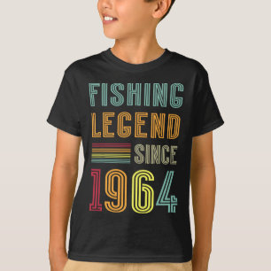 T-shirt Né en 1964 Anniversaire Pêcheur Rétro Vintage 1964