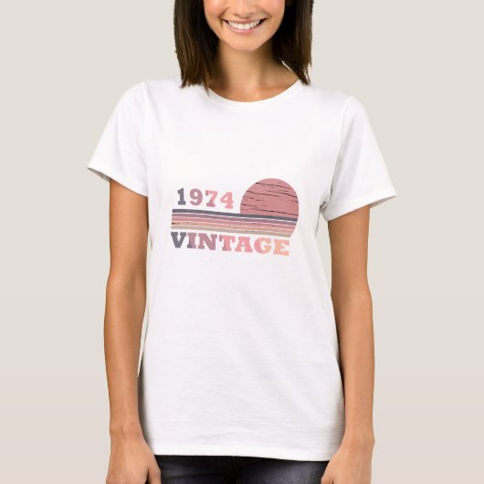T-shirt né en 1974 cadeau d'anniversaire vintage (Devant)