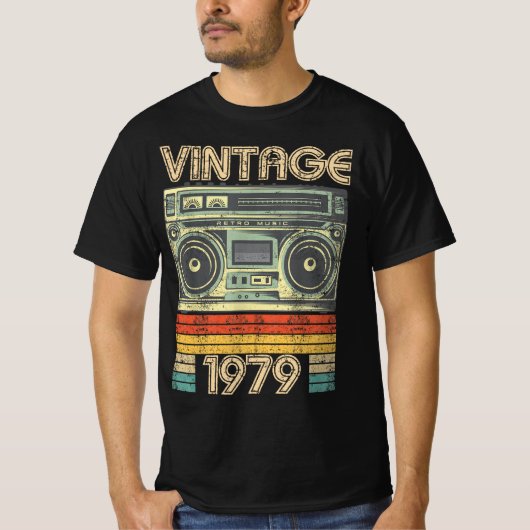 T-shirt Né En 1979 Radio Retro, 1979 Cadeau D'Anniversaire (Devant)