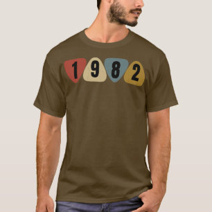 T-shirt Né en 1982 Guitariste Médaille Musique Anniversair