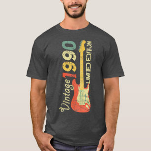 T-shirt Né En 1990-Acustic Electric Bass Guitar Music Bi