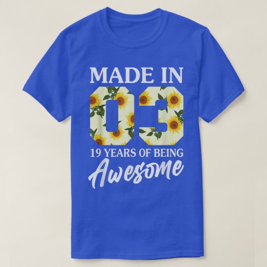 T-shirt Né en 2003 19 ans 19e anniversaire Filles Ados (Design devant)