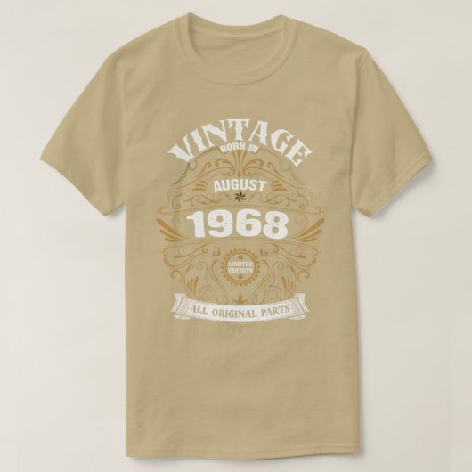 T-shirt Né en août 1968 Anniversaire (Design devant)