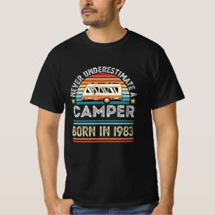 T-shirt Né en camping en 1983 40e anniversaire Cadeau de c