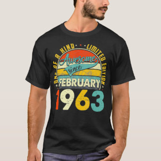 T-shirt Né En Février 1963 58e Anniversaire Cadeau Retro 5