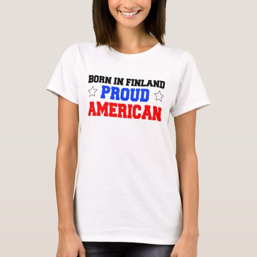 T-shirt Né En Finlande Fier Américain (Devant)