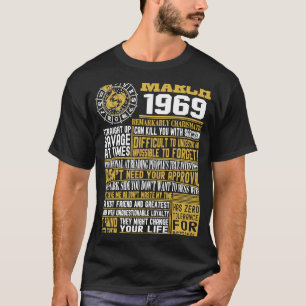 T-shirt Né en mars 1969 52e anniversaire Pisces Zodiac Si