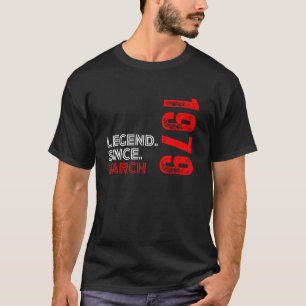 T-shirt Né En Mars 1979 Vintage Légende Anniversaire Depui
