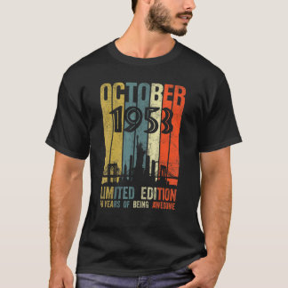 T-shirt Né en octobre 1953 70e anniversaire