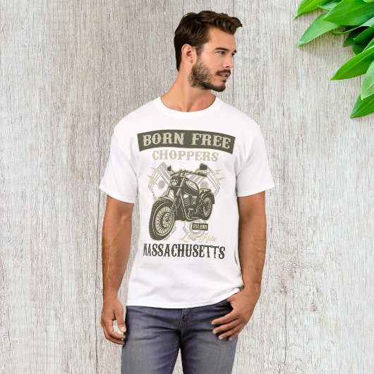 T-shirt Né Free Choppers Motorcycle Massachusetts