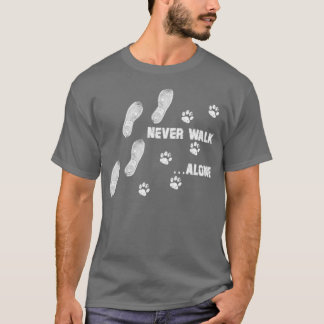 T-shirt Ne jamais marcher seul chien pw chaussures imprimé