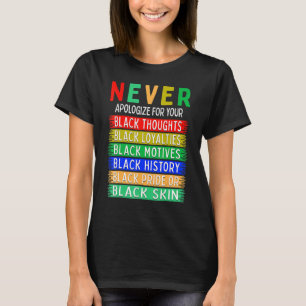 T-shirt Ne jamais présenter de excuses pour votre noirceur