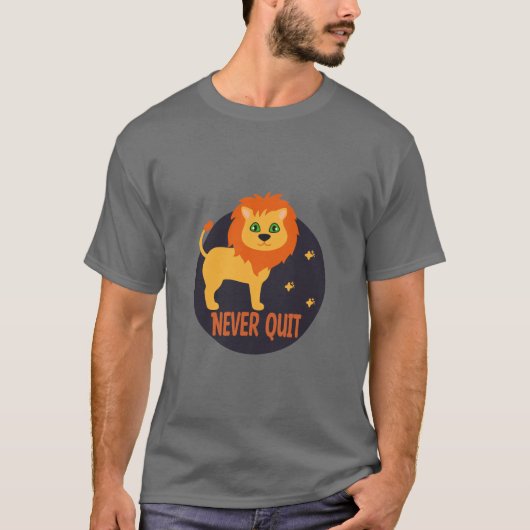 T-shirt Ne jamais quitter Kawaii drôle mignon lion en oran (Devant)