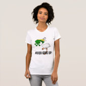 T-shirt Ne jamais renoncer à la motivation pélican et gren (Devant entier)