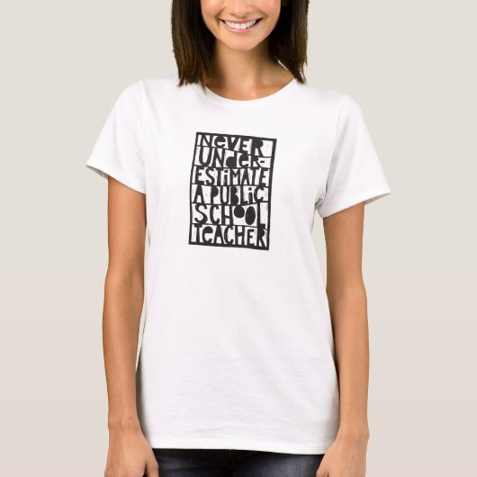 T-shirt Ne jamais sous-estimer le Linocut des enseignants  (Devant)