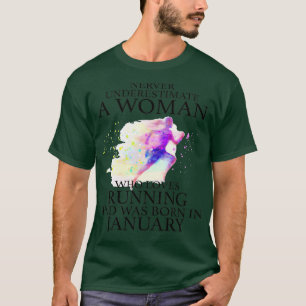T-shirt Ne jamais sous-estimer une femme qui aime courir e