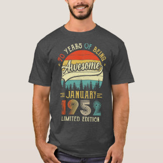 T-shirt Né Janvier 1952 70ème Anniversaire Fabriqué En 195